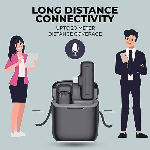 Image of Professional Grade Wireless Microphone with Noise Reduction Mic for YouTube Video Recording ASMR Podcast Interviews Reels Live Streaming (Compatible with Type C Mobiles and iOS Phones)