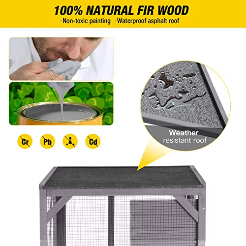 Image of Aivituvin Cat House Outdoor Catio Cat Enclosures on Wheels 70.9 inch Kitty House with Upgraded Resting Box,Waterproof Roof