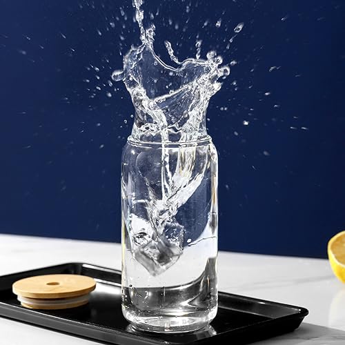 Set de 4 vasos de vidrio con tapa y sorbete 18oz miniatura 3