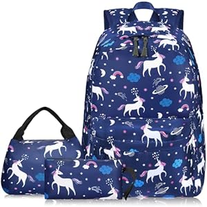 Scione cute school backpack for girls teens school bag with usb charging port water resistant blue canvas bookbag preschool daypack elementary backbag back to shool supplies gifts for kids  urban country home decor