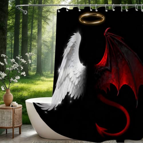 Rideau de douche polyester avec anneaux impression 3D fantastique