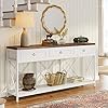 Tribesigns 70.8" White Console Table with 3 Drawers, Farmhouse Entryway Table with Storage Shelf, Narrow Long Sofa Foyer Table for Entryway, Hallway, Living Room (White)
