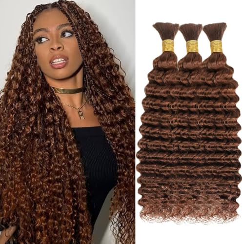 100% Unprocessed Human Hair for Braiding, #30 Auburn Pre-Separated Curly