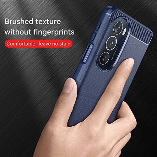 Image of NPRC Hybrid Ultra Slim Protective Case TPU Non-Slip Carbon Fiber Texture Shockproof Case Cover for Moto Edge 30 Pro - Blue