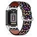 Compatible with Fitbit Charge 5 , Patterned Leather Replacement Band (Neon Dog Paws Pattern-1)