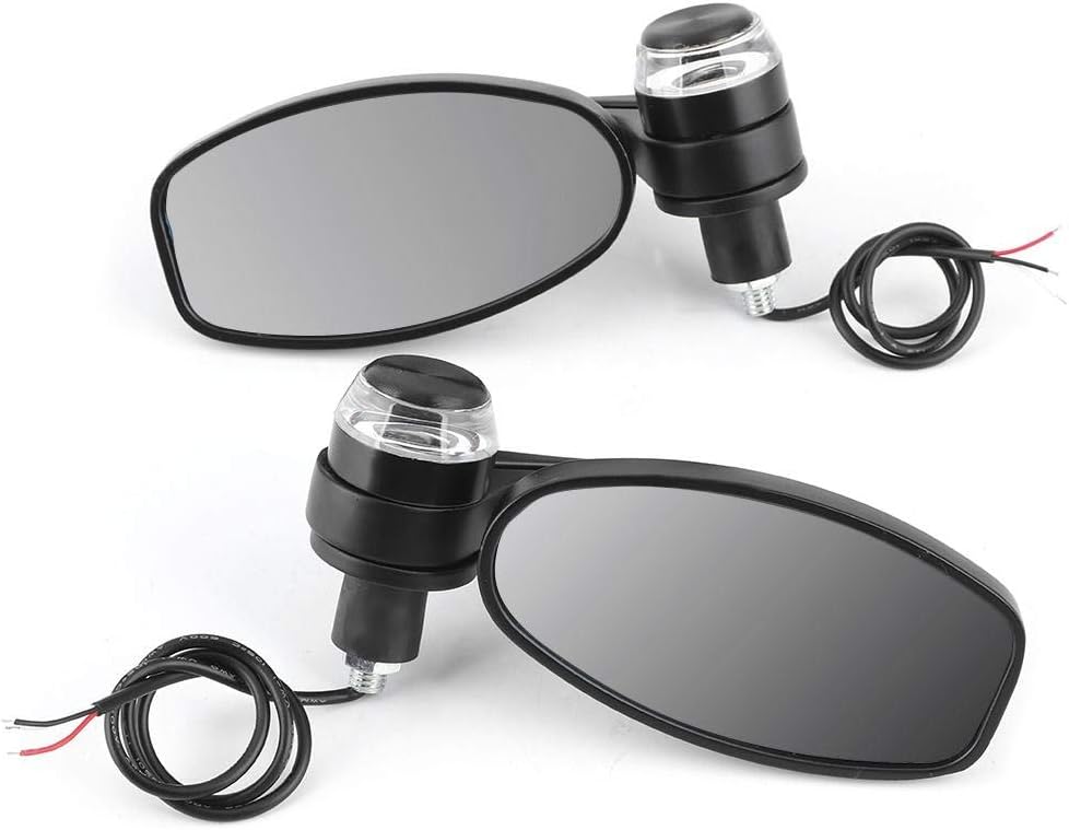 2Pcs 7/8in Motorcycle Rearview Mirror,Aluminum Handlebar End Rearview Mirrors with Turn Light Universal Motorcycle Parts