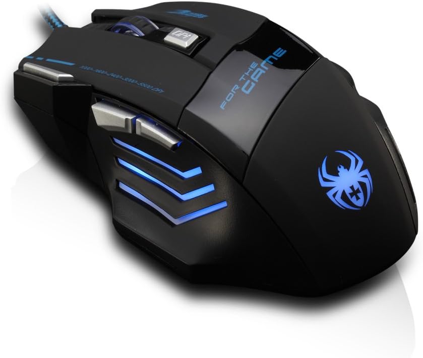DLAND Professional LED Optical 7200 DPI 7 Button USB Wired Gaming Mouse for Pro Game Notebook, PC, Laptop, Computer, Black
