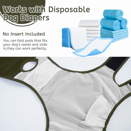 Image of Dog Diapers Female Reusable Washable Period Diaper with Suspender,Adjustable Dog Panties Anti-Harassment, Doggie Diapers for Incontinence, Heat Cycles, or Senior Dogs（XS-XL