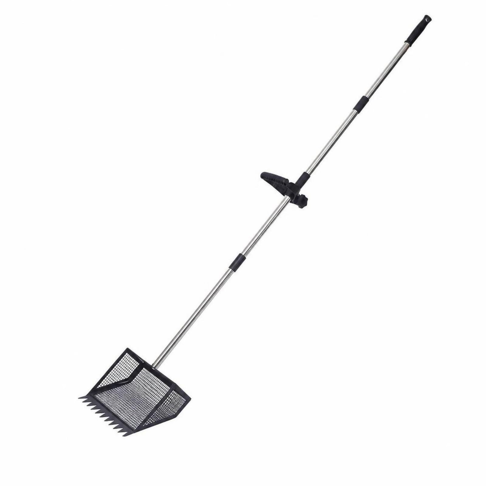 Ronyme Stabil Mistschaufel mit Löchern, Gezahntes Schaufelblatt Mit Feinen Netzöffnungen, 38 cm Breit Verstellbarer Metallstiel