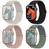 TransJoy 4 Pack Braided Stretchy Adjustable Watch Band for Apple Watch Band 38mm 40mm 41mm 42mm 44mm