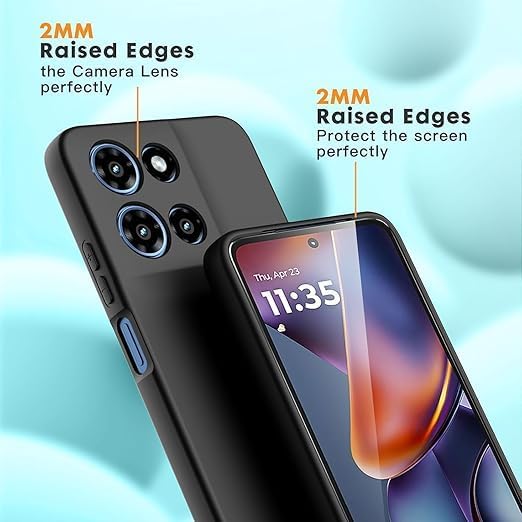 Image of DIZORO Microfiber Candy Case for Motorola Moto Edge 70 Fusion 5G Smooth Touch Cushion Liquid Soft Silicone Gel Phone Cases Non-Slip Full Body Protective Back Cover - Black