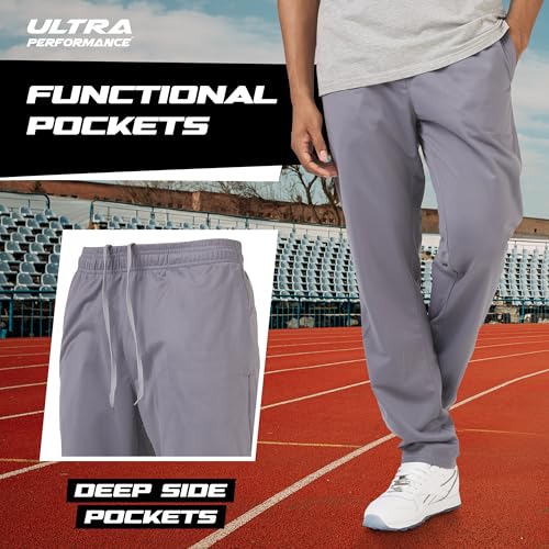 Ultra Performance 3 Pack Mens Athletic Open Bottom Sweatpants Active Track Pants Casual Tricot Wide Leg Sweat Pants for Men3
