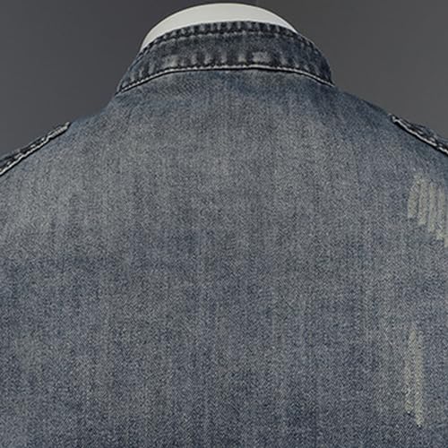 Men's Classic Zipper Sleeveless Jean Jacket Retro Motorcycle Biker Denim Vests Stand Collar Collar Cowboy Vest4