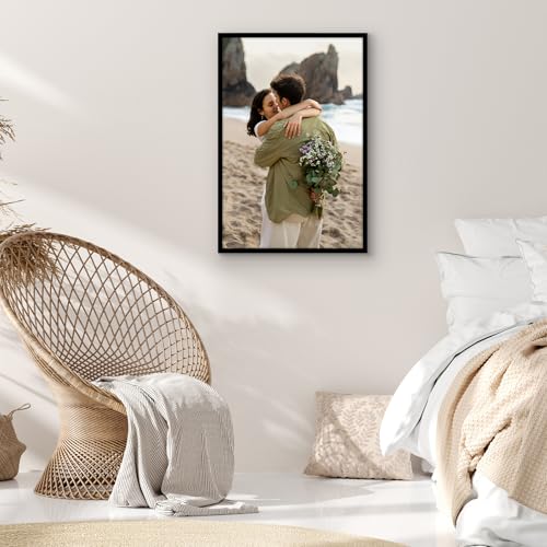 Image of Americanflat 20x30 Poster Frame with Polished Plexiglass - Streamline Collection - Thin Border Picture Frame for Wall Display - Hanging Hardware Included - Black