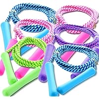 GiftExpress Adjustable Size Colorful Jump Rope for Kids and Teens - Outdoor Indoor Fun Games Skipping Rope Exercise Fitness Activity and Party Favor - Assorted Colors Pack of (6)