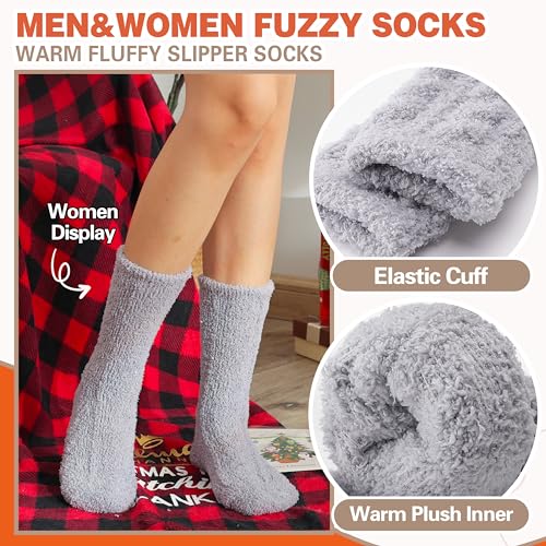 Image of Fuzzy Socks Fluffy Thick Warm Winter Soft Cozy Plush Sleep Home Fleece Cabin Soft House Socks for Women Men