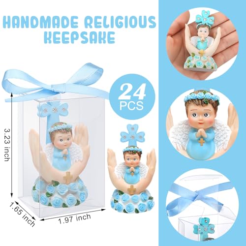 Set 24 figuras bebé Ángel bautizo en resina azul miniatura 2