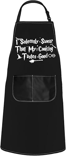 POFULL Delantal de mago I Solemnly Swear My Cooking Tastes Good Apron Halloween Theme Gift