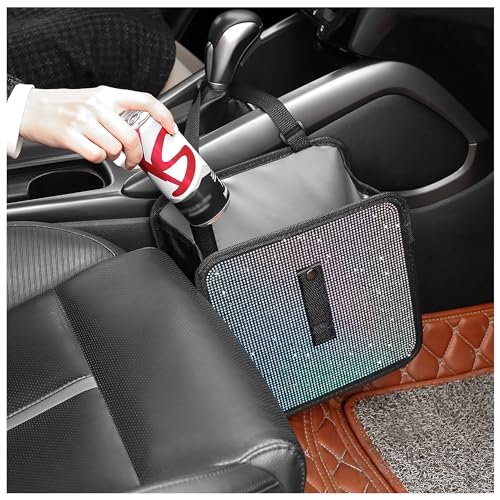 wedfish Foldable Trash Can with Rhinestone, Bling Car Bin Organizer & Decoration, Universal Garbage Can for Most Cars, SUVs, Trucks (Colorful)