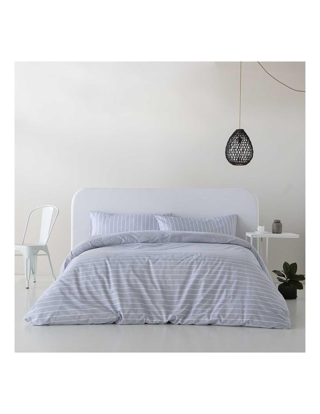 Funda Nórdica Bayas algodón 144 Hilos Funda de edredón para Cama de 90 (150x220 cm) + 1 Funda de Almohada (45 X 110 cm) Color Gris Azulado