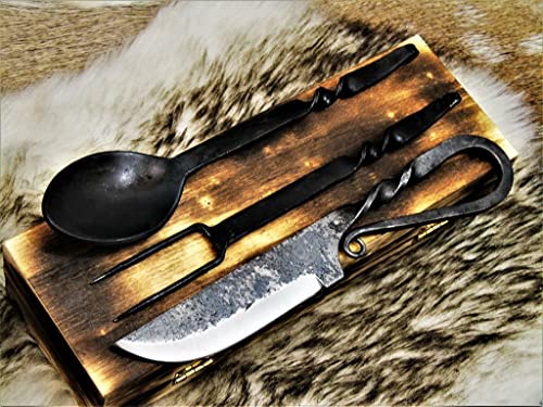 Mittelalter Besteck Set,handgeschmiedet Mittelalter Stahl messer 4209