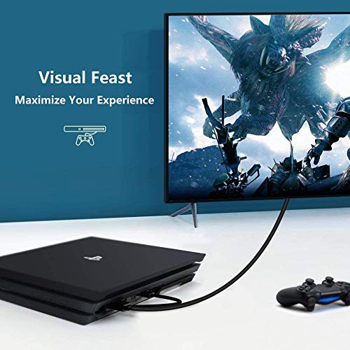 HDMI to DisplayPort Adapter Cable 4K@60Hz,Male HDMI to DP Video Converter Cord 6FT with Audio, Active HDMI 1.4 to Display Port 1.2 Connector for Xbox, PS4, Mac Mini, PC to TV, Monitor, Projector