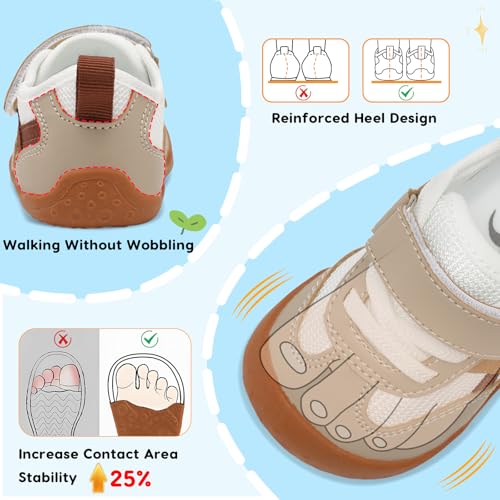 Image of Scurtain Baby Shoes Boy Girl First Walking Shoe Infant Crib Breathable Sneakers Lightweight Barefoot Shoes for Babies