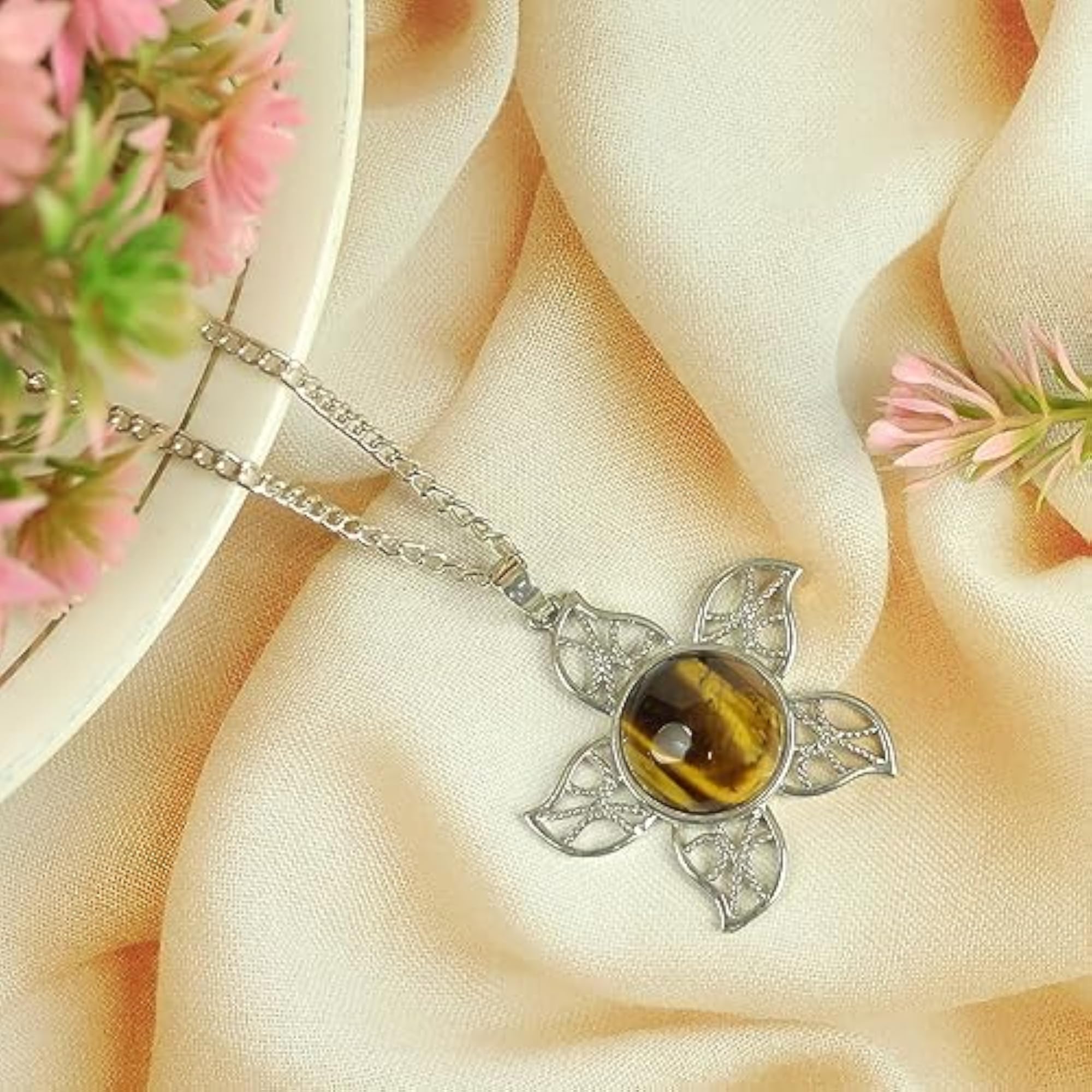 Natural Stone Pendant Necklace, Healing Crystals