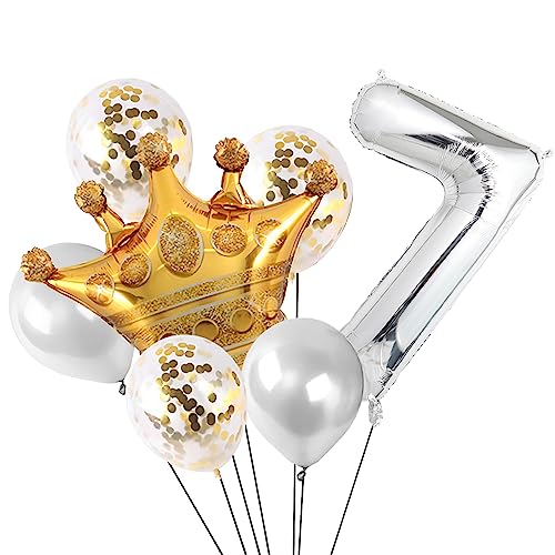 Image of 40 Inch Silver Number Balloons, Helium Mylar Foil Number Balloons for Birthdays, Number 7 Balloon for Party Wedding Bachelorette Birthday Bridal Shower Graduation Anniversary Celebration Party