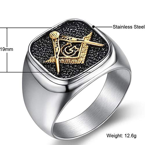 Jude Jewelers Stainless Steel Silver Gold Two Tone Signet Style Masonic Freemason Ring