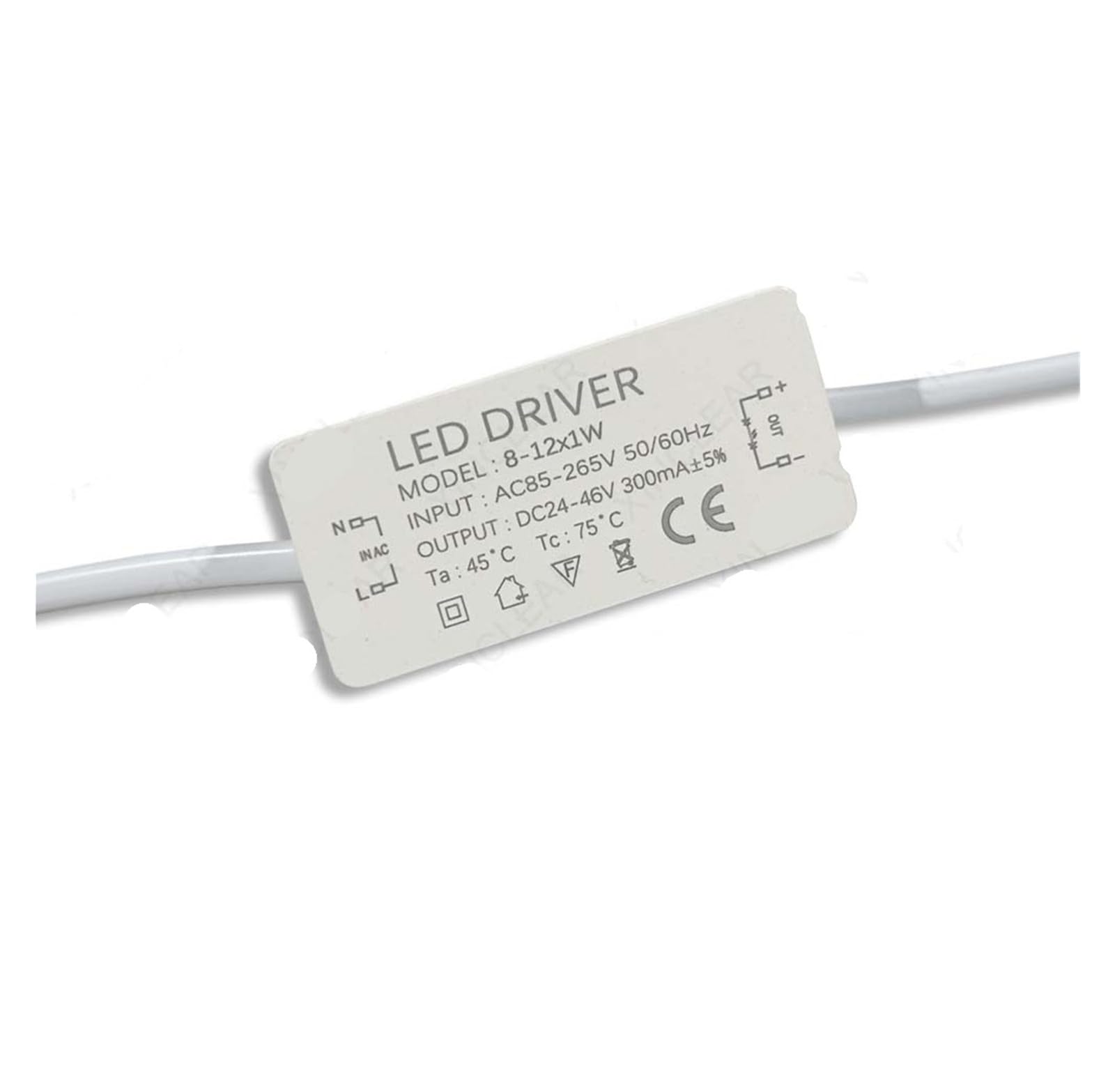 PWANUIGTE LED Driver 300mA 600mA 900mA Power Supply 220V to DC for Lighting 3W 4-7W 8-12W 12-18W 18-25W 25-36W Transformer(8-12x1W-PC)