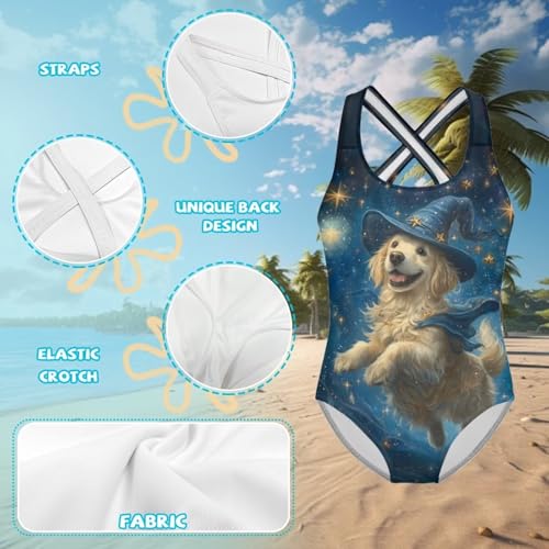 Image of One Piece Swimsuit Girls Cross-Back Bathing Suit 5-14Y Kids Swimwear Cute Swimsuits Sleeveless Bathing Suits