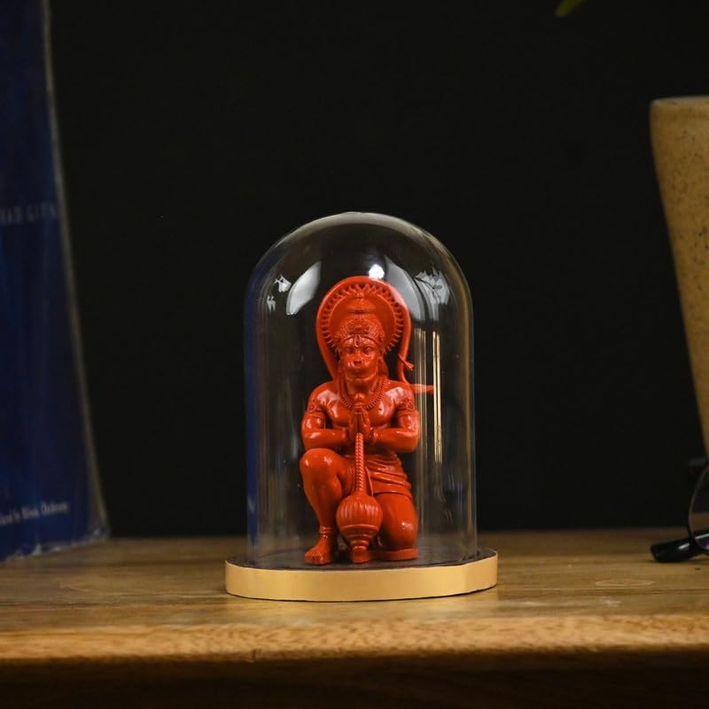 Image of Mahabali Hanuman Idol Small Divine Murti for Mandir, Car Dashboard, Home & Office | Resin Lord Hanuman Statue for Pooja, Vastu & Festival Gifting (Orange Look)