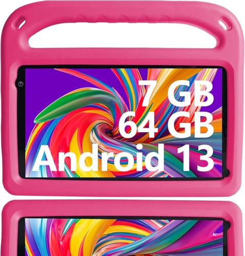 Tableta Niños Android 13 FHD 7 Pulgadas, 7GB RAM+64GB ROM (TF 256 GB), WiFi 5G, Bluetooth,...