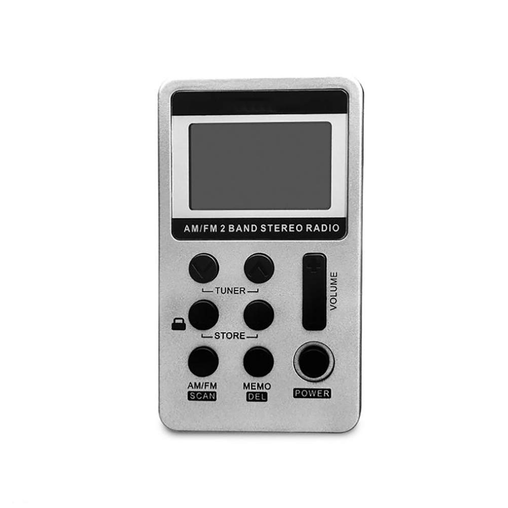 C- Mini Radio Receptor de Radio de Bolsillo estéreo Am/FM de Doble Banda portátil con Pantalla LCD y Auriculares y batería Recargable para Caminar, Trotar, Hacer Ejercicio,Blanco