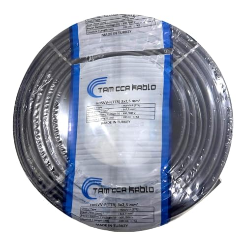 30 METRE 3x2,5 MM CCA TTR TEKLİ SİYAH RENK TOPRAKLI KAUÇUK SEYYAR ELEKTRİK KABLOSU
