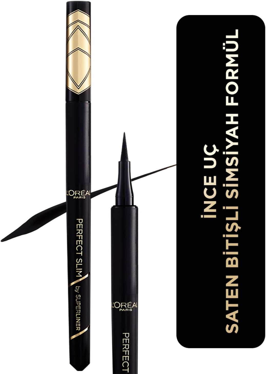 L’Oréal Paris Eyeliner with precise felt tip for the perfect eyeliner and irresistible eye make-up, super liner, perfect slim, no. 1 intense black, pack of 1 L’Oréal Paris Eyeliner with precise felt tip for the perfect eyeliner and irresistible eye make-up, super liner, perfect slim, no. 1 intense black, pack of 1