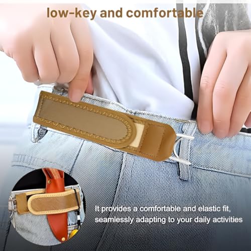 Image of Buckle Less Belt for Men, 2 Pcs Adjustable Elastic Belt Without Buckle with Metal Hook, Comfortable Stretch Waist Belt for Jeans, Trousers & Casual Wear, Suitable for Seniors, Office