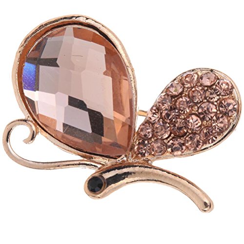Amybria Nice Gold Plated Crystal Inlay Butterfly Golden Brooch Pin Women Gift