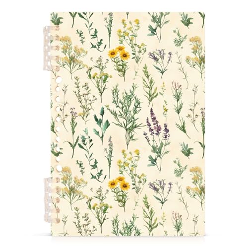 Mnsruu Herbs Plants Floral Spiral Notebook Journals 1 Pack, Hardcover Lined Journal for Women, A5 College Ruled Notebooks for Journaling Writing Work Office School 5.7x8.3 Inch