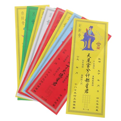 TEHAUX Feng Shui Decoration 9pcs Chinese Amulet Cards Tai Sui Protection Chinese Style Home Office Car Decor