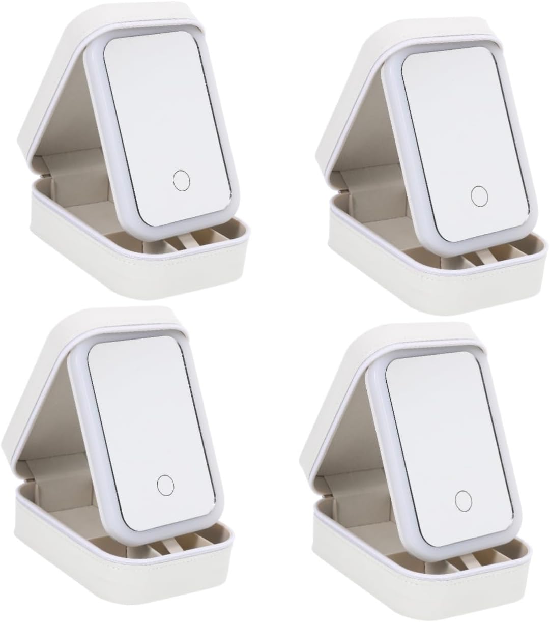 NOLITOY 4pcs Makeup Organizer Case Mirror Small Travel Makeup Box Rolling Organizer for Women