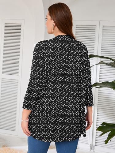 Image of AusLook Women's Plus Size Lightweight Open Front Cardigan 3 /4 Sleeve Cover Ups Shrugs Shawls and Wraps Kimono Jacket Coat
