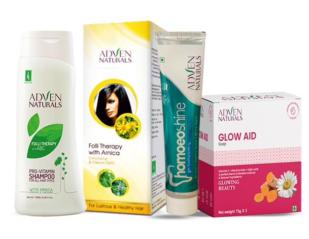 Adven Naturals Brahmi Hair Nourishment Combo | Pro-Vitamin Shampoo 200ml + Oleum Sant Hair Oil 100ml + Toothpaste 100gm + Glow aid Soap Pack 225g | Daily Care Kit-image-28