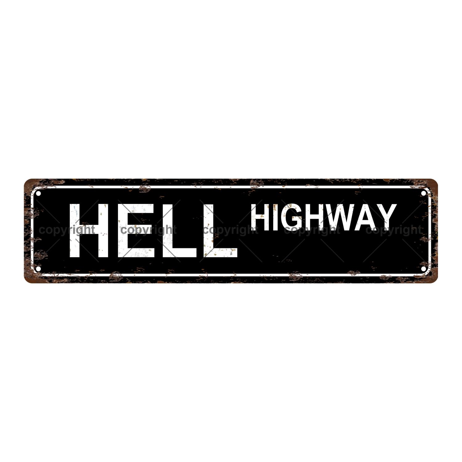 Hell Highway Religion Metal Tin Street Sign Bar Cafe Garage Cave Home Room Wall Bathroom Farmhouse Garden Porch Patio Decor,4x16 Inch