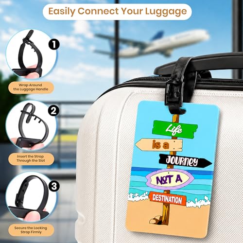Image of Storite Pack of 2 Luggage Tags with Black Silicon Strap (Blue)