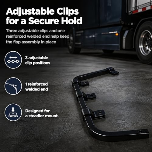 Image of Angled Bar Type Mud Flap Hangers for Semi Truck Mud Flap Hangers for Semi Mud Flaps with Reflective Strip Tape Square Steel Mudflap Hangers