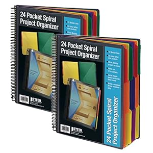 24-Pocket-Poly-Spiral-Project-Organizer-2pack-Heavy-Duty-with-Utility-Pouch-13-Cut-Tabs-12-Tab-Color-Dividers-Clear-View-Front-Cover-Letter-Size-Project-Folder-by-Better-Office-Products