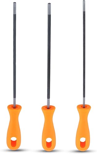 Archivo de afilado de cadena de motosierra, afilador de motosierra, archivo redondo de acero con mango de plástico para motosierra (3, 532, 732, 316