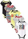 DC Shoes Co Baby Boys' Newborn 5 Pack Bodysuits-Yellow Black Red Group
